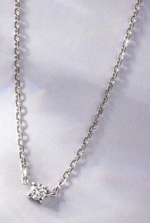 Collier chaîne avec diamant 0.08 carat en serti griffé or blanc - Redline - 0++