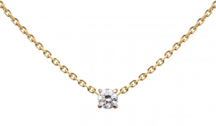 Collier chaîne avec diamant 0.08 carat en serti griffé or jaune - Redline