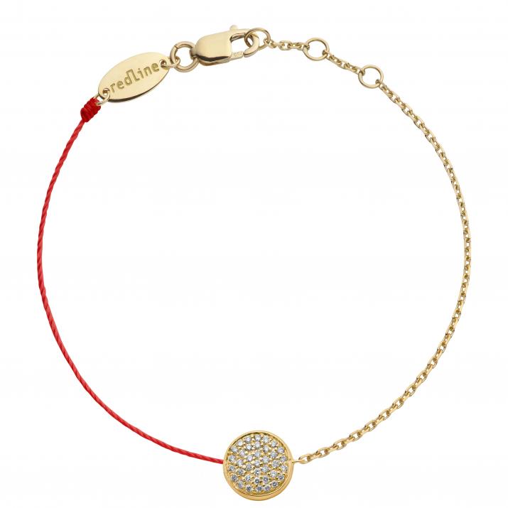 Bracelet fil et chaîne mini full moon avec diamant or jaune - Redline