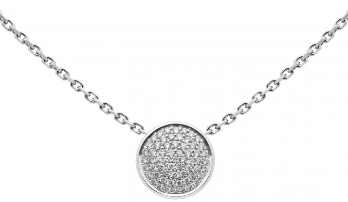 Collier chaîne full moon avec diamant or blanc - Redline - 0++