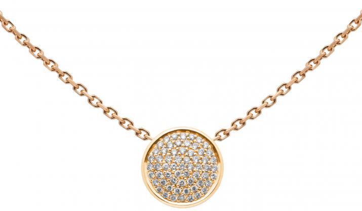 Collier chaîne full moon avec diamant or rose - Redline - 0++