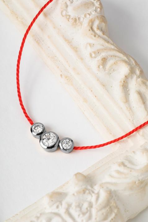 Bracelet fil avec diamant 0.20 carat en serti clos or noir - Redline - 0++