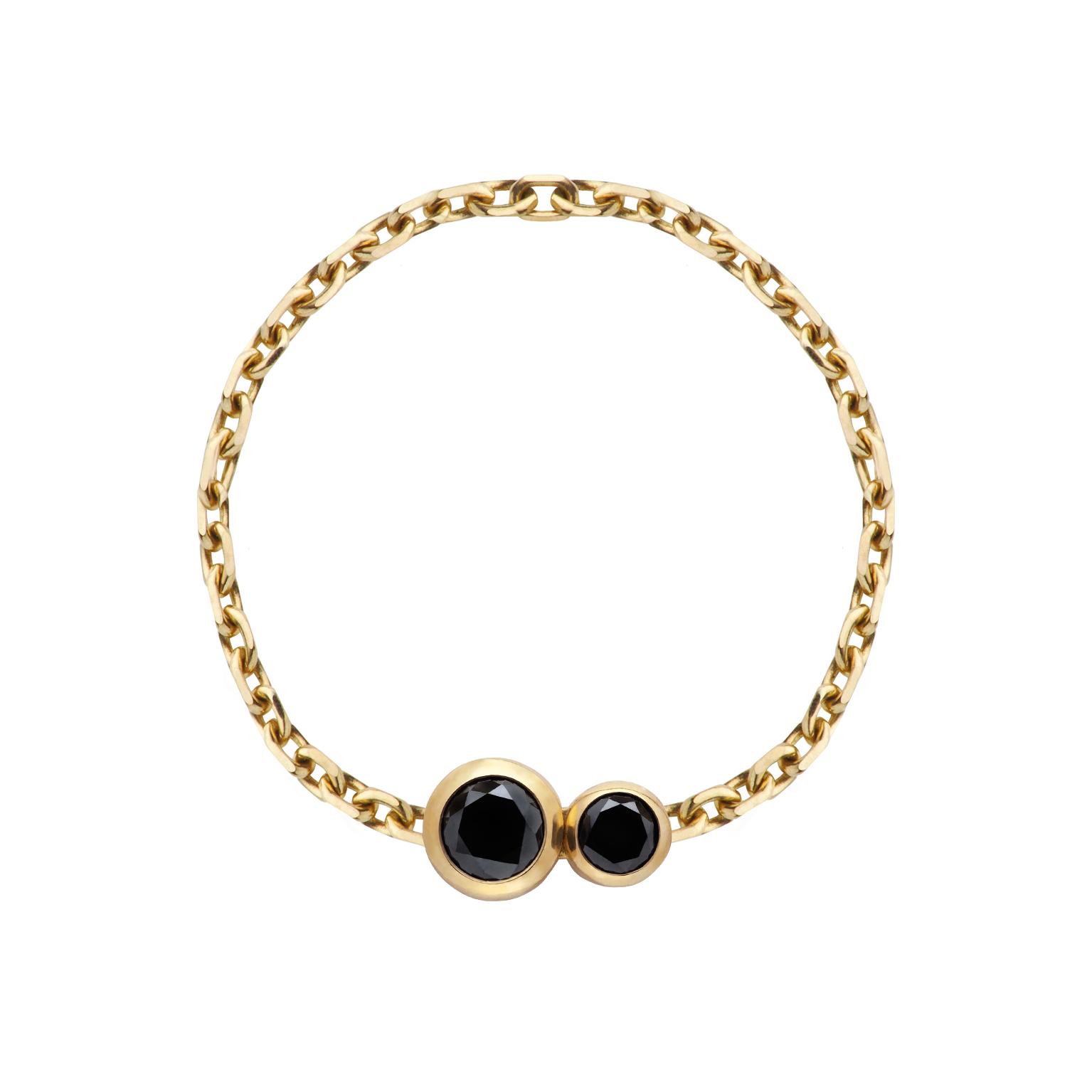 Bague or jaune diamant noir outlet