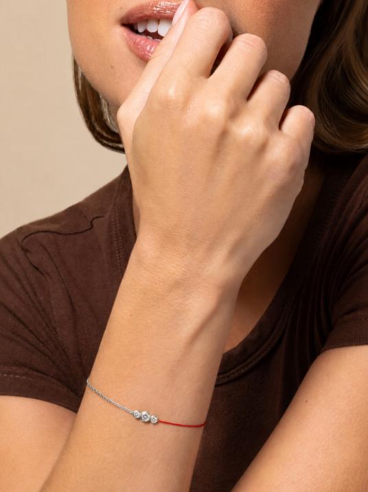 Bracelet fil et chaîne avec diamant 0.20 carat en serti clos or blanc - Redline - 0++