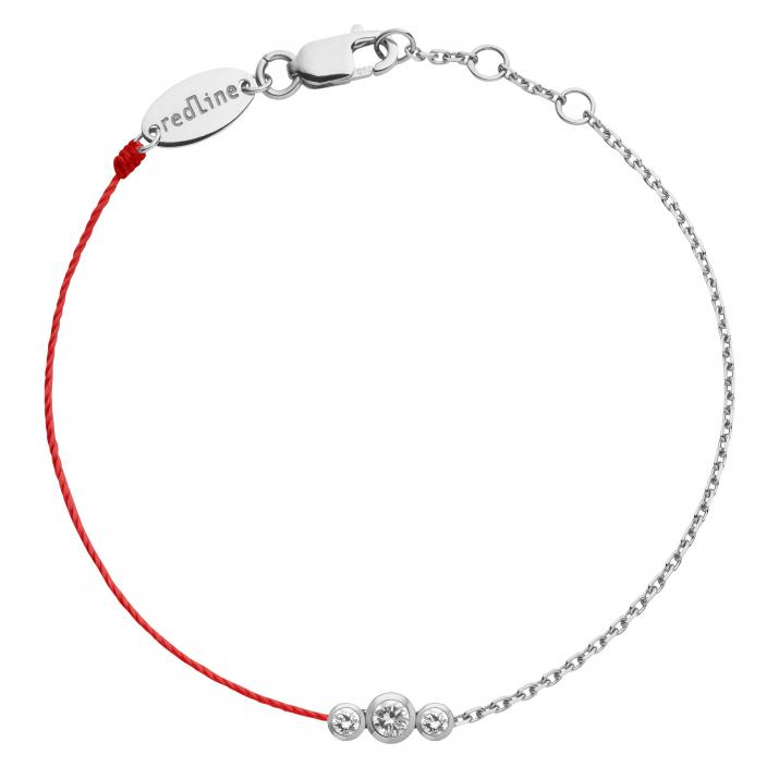 Bracelet fil et chaîne avec diamant 0.20 carat en serti clos or blanc - Redline - 0++
