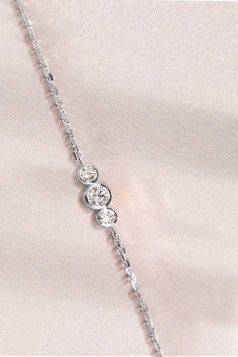 Bracelet chaîne avec diamant 0.20 carat en serti clos or blanc - Redline - 0++
