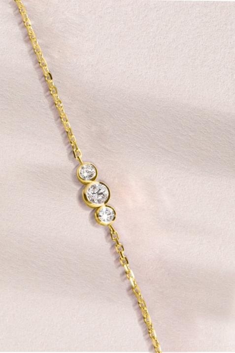 Bracelet chaîne avec diamant 0.20 carat en serti clos or jaune - Redline - 0++