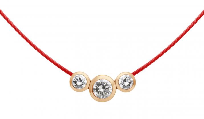Collier fil avec diamant 0.20 carat en serti clos or rose - Redline - 0++