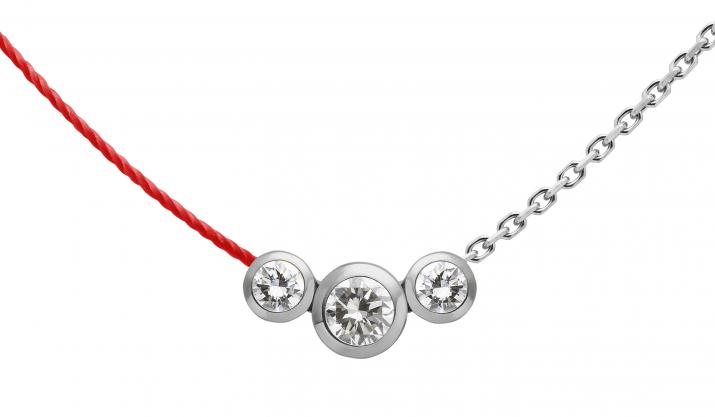 Collier fil et chaîne avec diamant 0.20 carat en serti clos or blanc - Redline - 0++