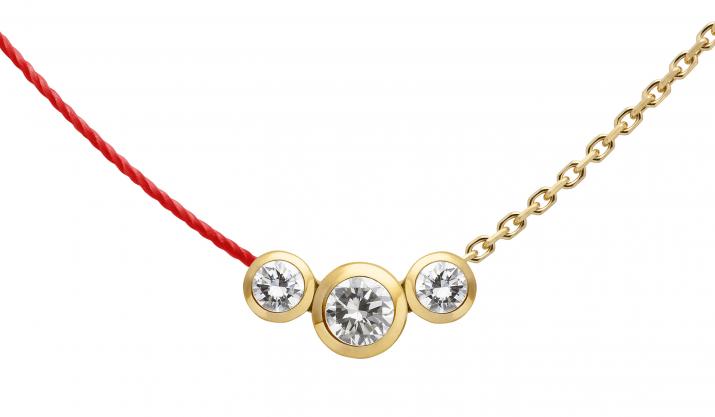 Collier fil et chaîne avec diamant 0.20 carat en serti clos or jaune - Redline - 0++