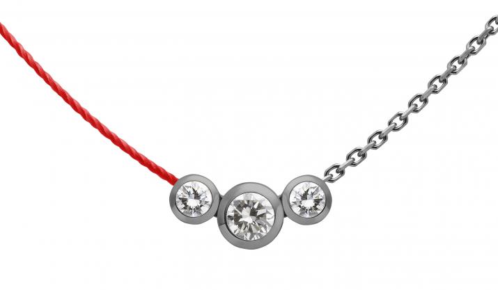 Collier fil et chaîne avec diamant 0.20 carat en serti clos or noir - Redline - 0++