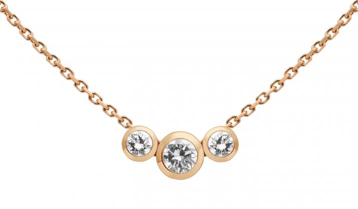 Collier chaîne avec diamant 0.20 carat en serti clos or rose - Redline - 0++