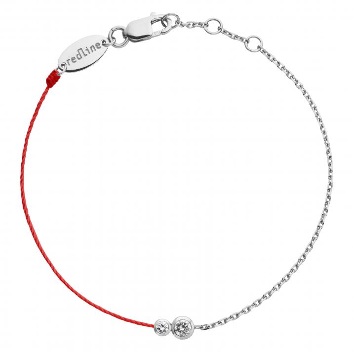 Bracelet fil et chaîne avec diamant 0.15 carat en serti clos or blanc - Redline - 0++