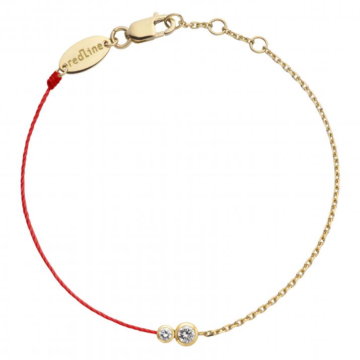 Bracelet fil et chaîne avec diamant 0.15 carat en serti clos or jaune - Redline - 0++