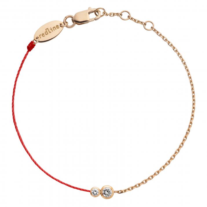 Bracelet homme fil et chaîne avec diamant 0.15 carat en serti clos or rose - Redline - 0++