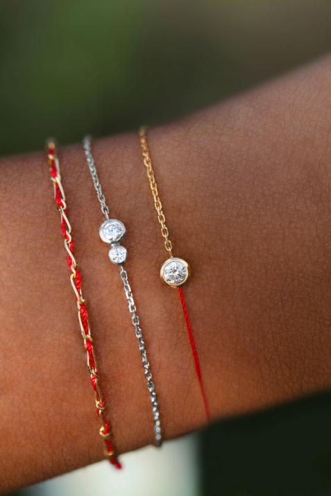 Bracelet chaîne avec diamant 0.15 carat en serti clos or blanc - Redline - 0++