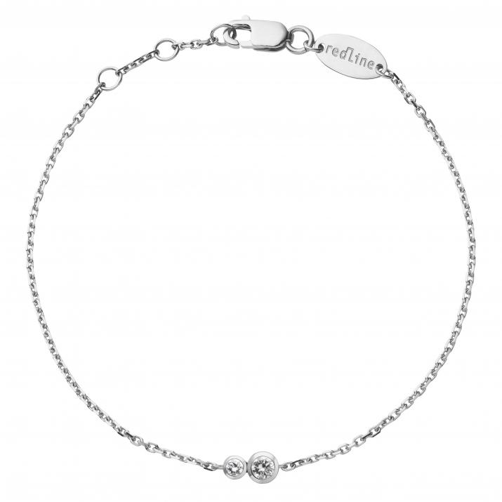 Bracelet homme chaîne avec diamant 0.15 carat en serti clos en or blanc - Redline - 0++