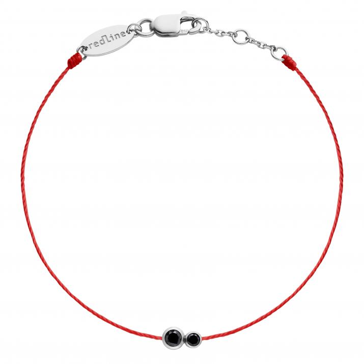 Bracelet homme fil avec diamant noir 0.15 carat en serti clos or blanc - Redline
