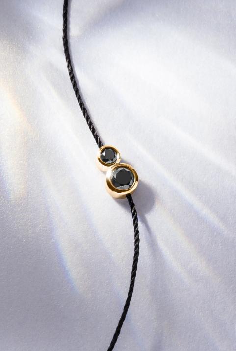 Bracelet fil avec diamant noir 0.15 carat en serti clos or jaune - Redline - 0++