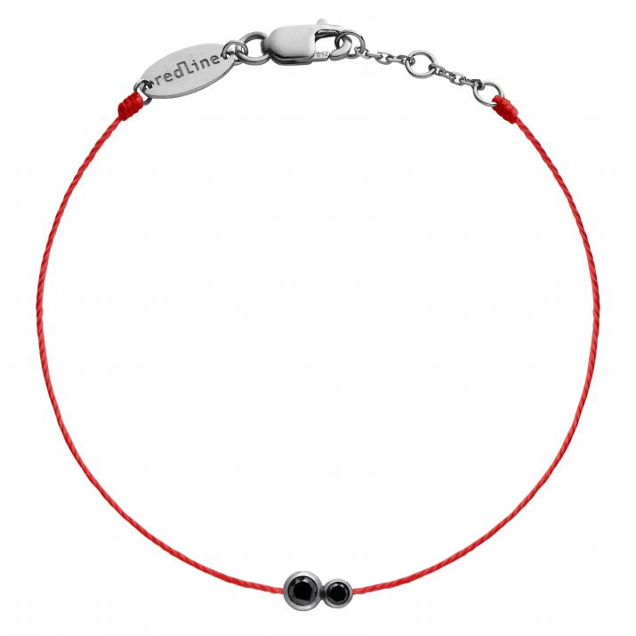 Bracelet homme fil avec diamant noir 0.15 carat en serti clos or noir - Redline