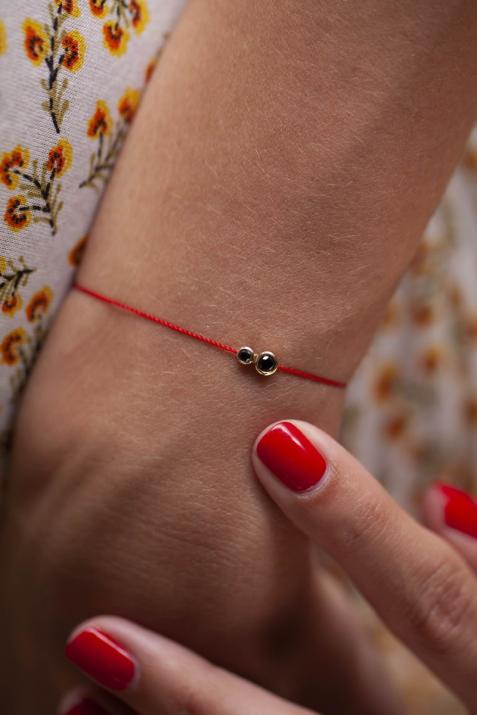 Bracelet fil avec diamant noir 0.15 carat en serti clos or jaune - Redline - 0++