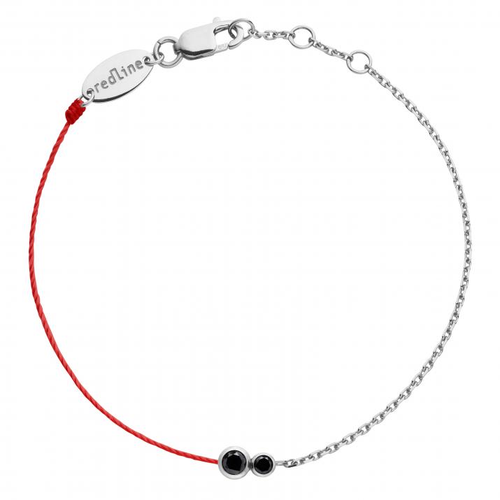 Bracelet homme fil et chaîne avec diamant noir 0.15 carat en serti clos or blanc - Redline - 0++