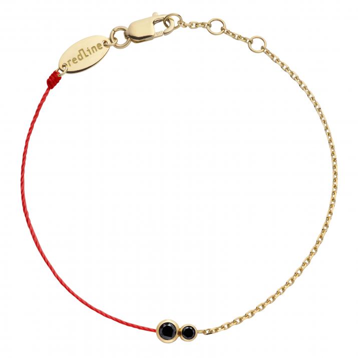 Bracelet homme fil et chaîne avec diamant noir 0.15 carat en serti clos or jaune - Redline - 0++