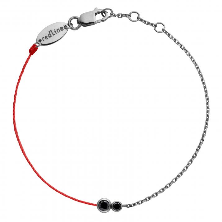 Bracelet homme fil et chaîne avec diamant noir 0.15 carat en serti clos or noir - Redline - 0++