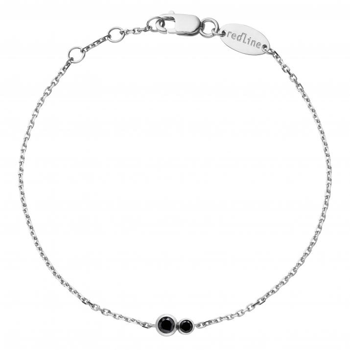 Bracelet homme chaîne avec diamant noir 0.15 carat en serti clos or blanc - Redline