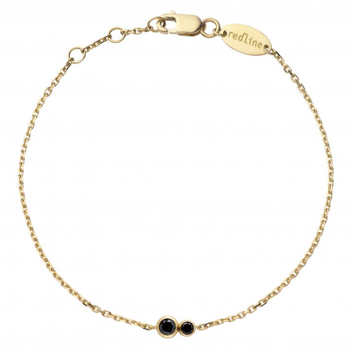 Bracelet chaîne avec diamant noir 0.15 carat en serti clos or jaune - Redline