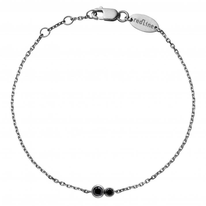 Bracelet chaîne avec diamant noir 0.15 carat en serti clos or noir - Redline
