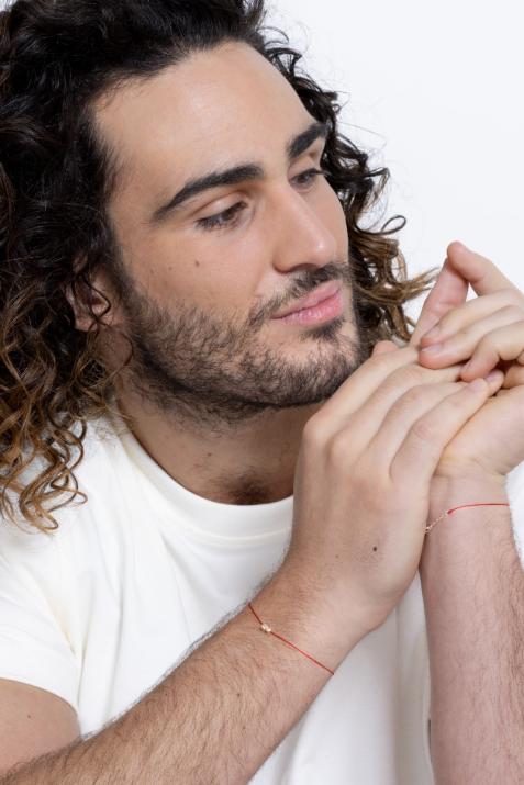 Bracelet homme fil avec diamant 0.15 carat en serti clos or rose - Redline - 0++