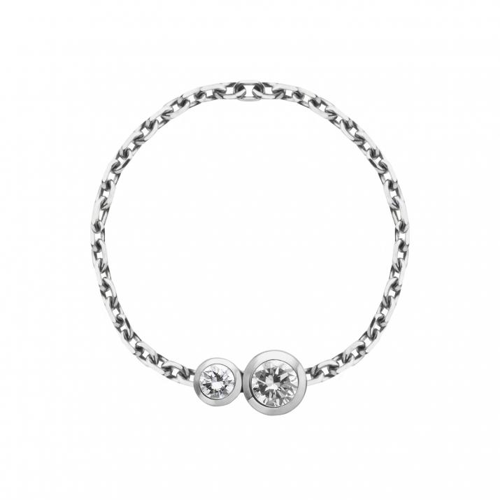 Bague chaîne avec diamant 0.15 carat en serti clos or blanc - Redline - 0++