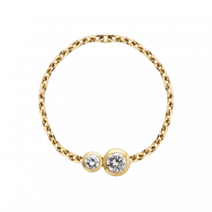 Bague chaîne avec diamant 0.15 carat en serti clos or jaune - Redline - 0++