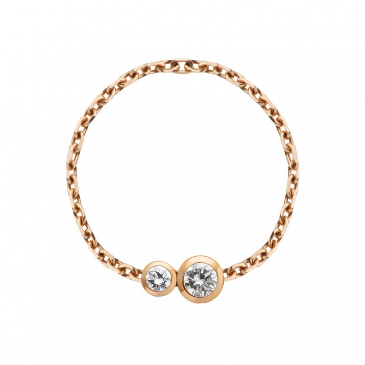 Bague chaîne avec diamant 0.15 carat en serti clos or rose - Redline - 0++