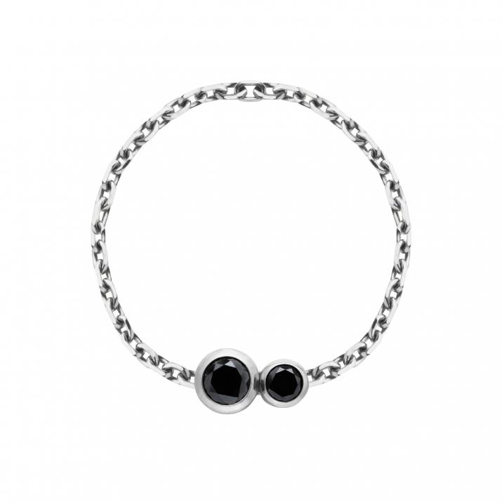 Bague chaîne diamant noir 0.15 carat monté en clos or blanc - Redline