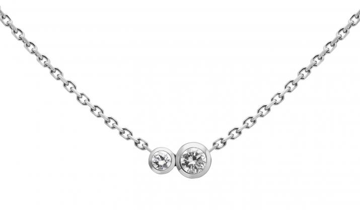 Collier chaîne avec diamant 0.15 carat en serti clos or blanc - Redline - 0++