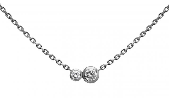 Collier chaîne avec diamant 0.15 carat en serti clos or noir - Redline - 0++