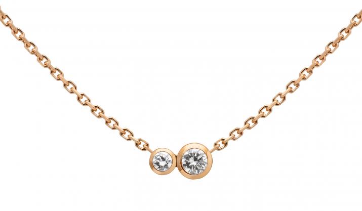 Collier chaîne avec diamant 0.15 carat en serti clos or rose - Redline - 0++