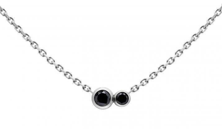 Collier chaîne avec diamant noir 0.15 carat en serti clos or blanc - Redline