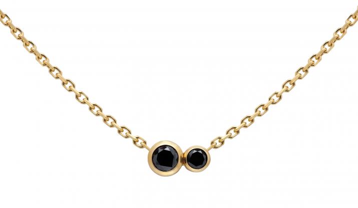 Collier chaîne avec diamant noir 0.15 carat en serti clos or jaune - Redline