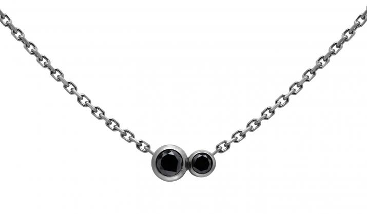 Collier chaîne avec diamant noir 0.15 carat en serti clos or noir - Redline