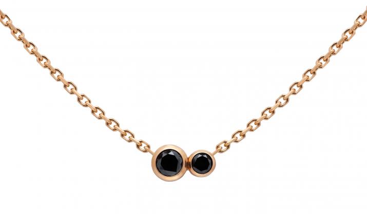 Collier chaîne avec diamant noir 0.15 carat en serti clos or rose - Redline