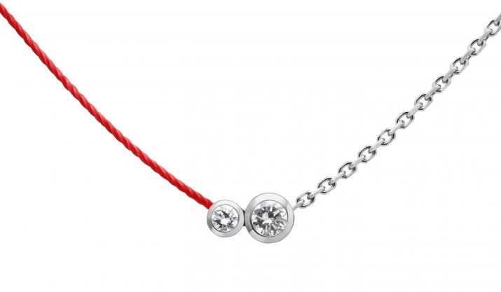 Collier fil et chaîne avec diamant 0.15 carat en serti clos or blanc - Redline