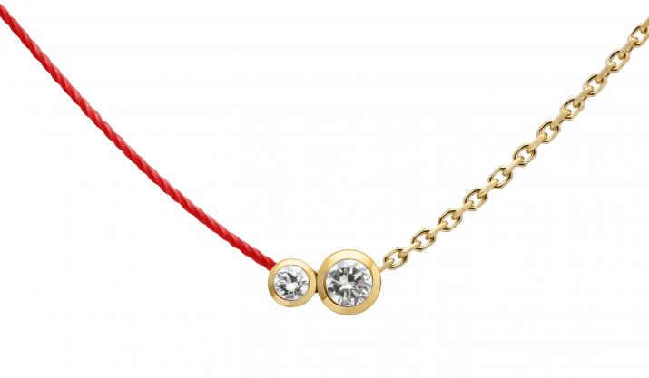 Collier fil et chaîne avec diamant 0.15 carat en serti clos or jaune - Redline