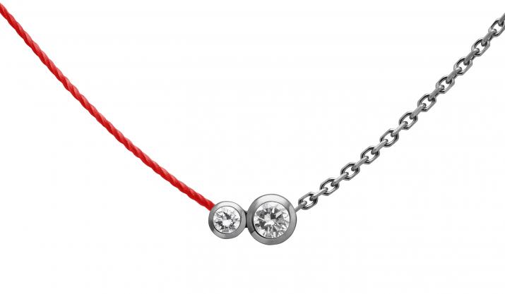 Collier fil et chaîne avec diamant 0.15 carat en serti clos or noir - Redline