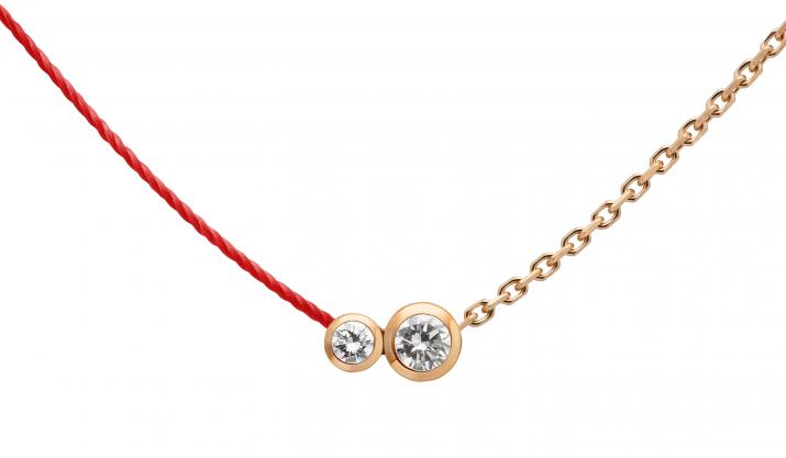 Collier fil et chaîne avec diamant 0.15 carat en serti clos or rose - Redline