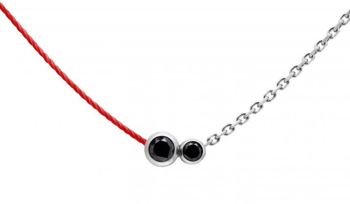 Collier fil et chaîne avec diamant noir 0.15 carat en serti clos or blanc - Redline