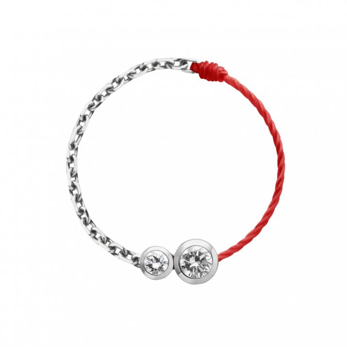 Bague fil et chaîne avec diamant 0.15 carat en serti clos or blanc - Redline - 0++