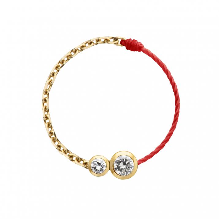 Bague fil et chaîne avec diamant 0.15 carat en serti clos or jaune - Redline - 0++